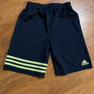 Adidas Kids Blue Shorts with Green Stripes